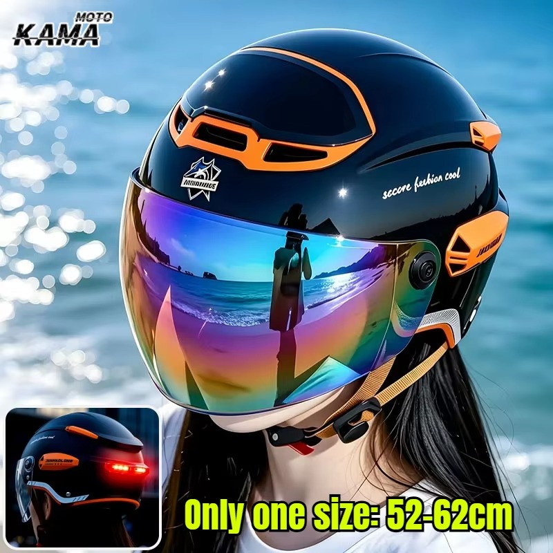 Dual Visor Motorcycle Racing Helmet - ummer Vintage motorhelm Verstelbaar dubbel vizier