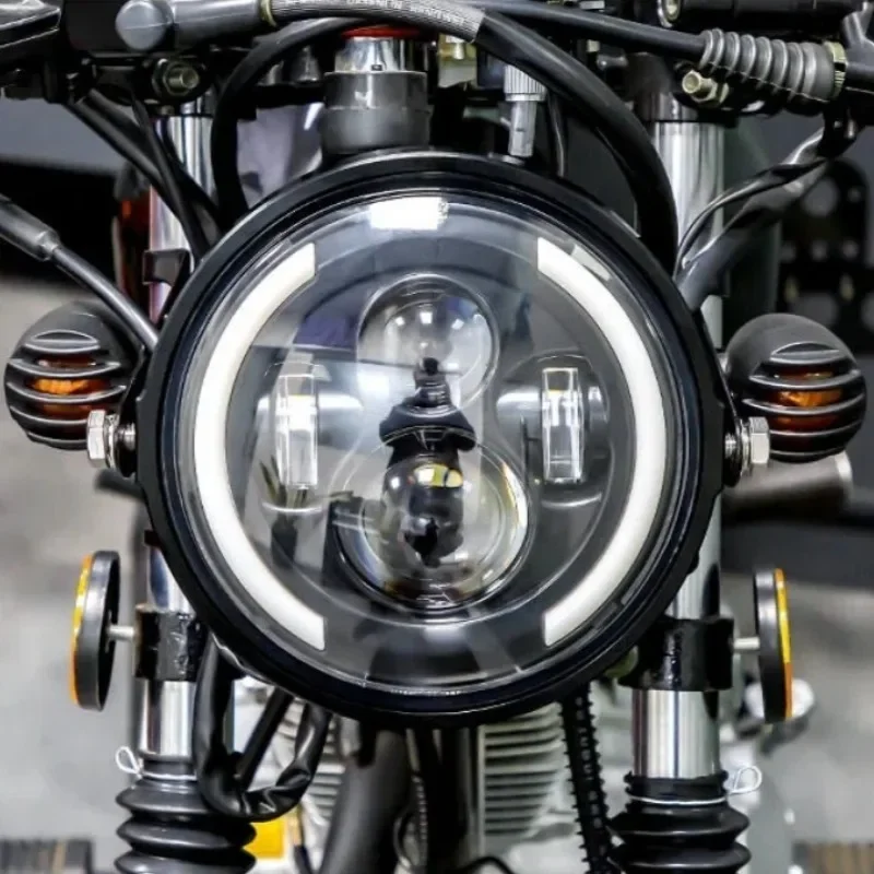 Universal Motorcycle Led Headlight Projector - 50W 7Inch 17,78cm LED Angel Eye
